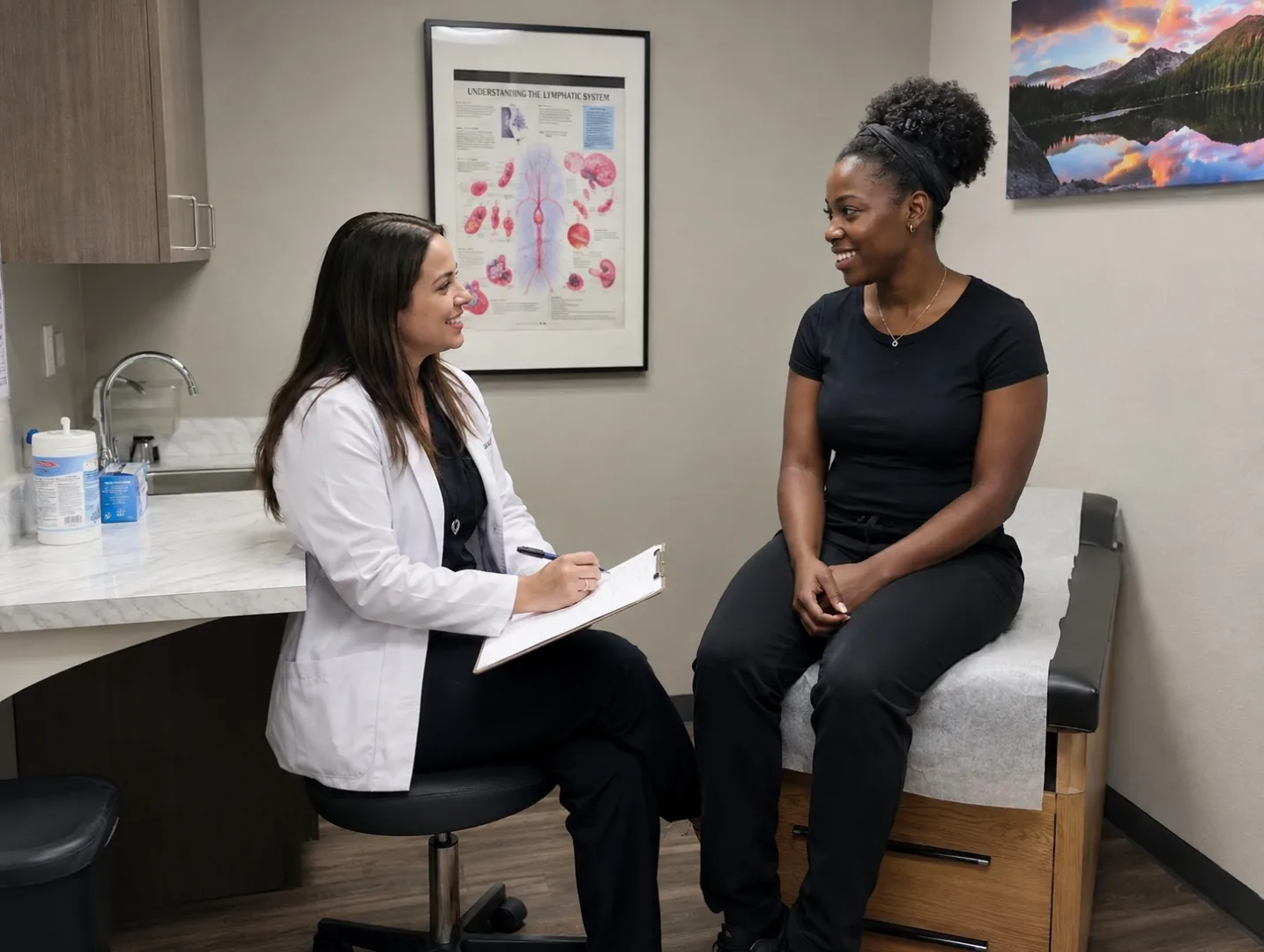 Provider reviewing a patient's medications during an evaluation