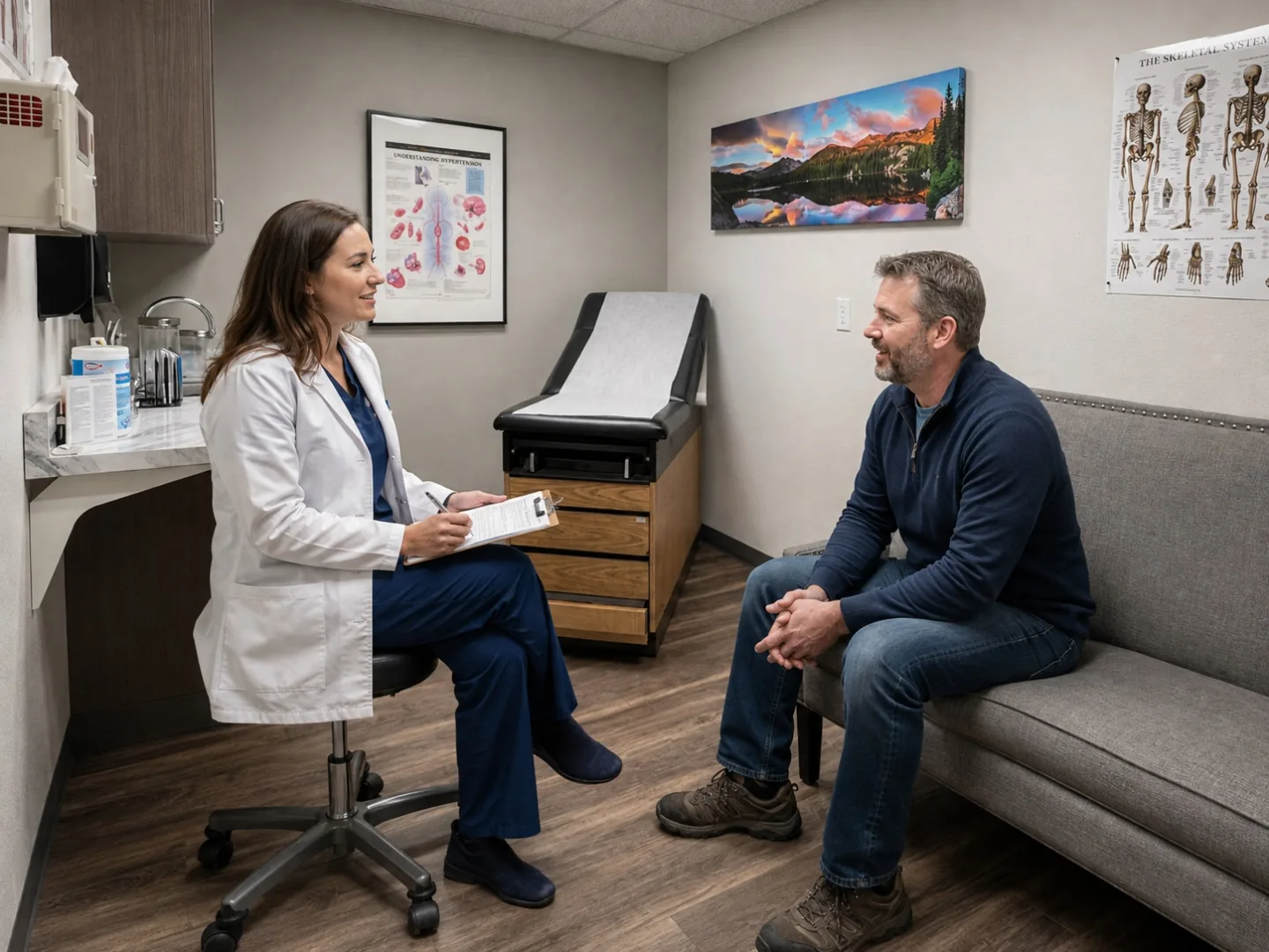 Provider and patient talking during a visit