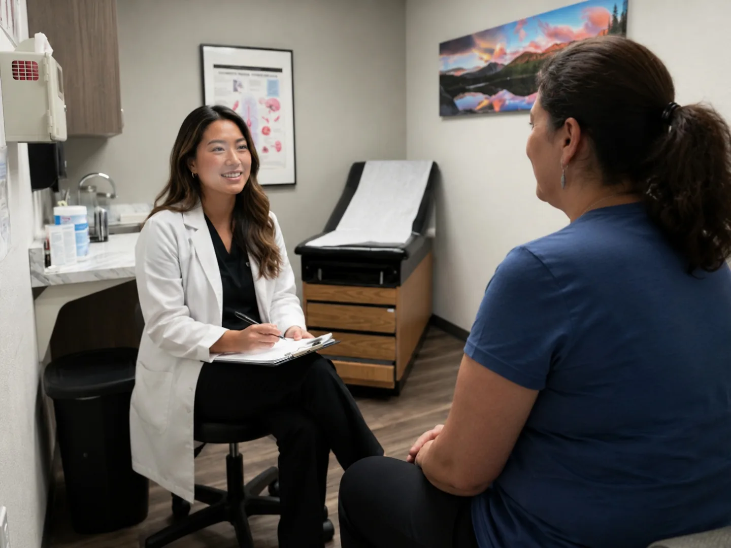 Provider reviewing medication with a patient